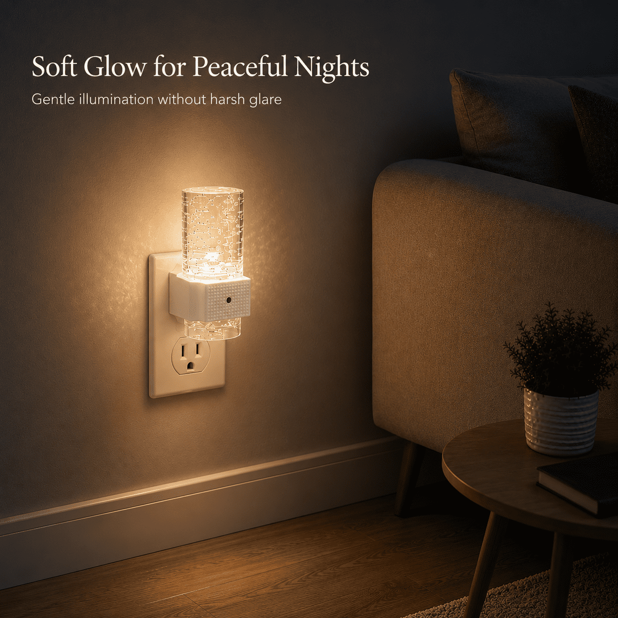 Plug in Night Light, 2 Pack LED Night Lights with Dusk to Dawn Sensor, RGB & 3000K Warm White, 4-Level Adjustable Brightness, Acrylic Bubble Design Nightlight for Bedroom, Bathroom, Hallway
